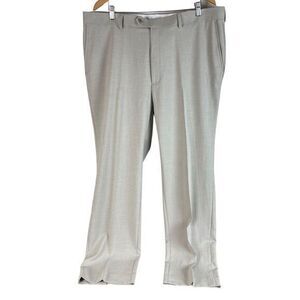 NEW Saddlebred Dress‎ Pants Mens 42x32 Khaki Polyester Stretch Flat Front